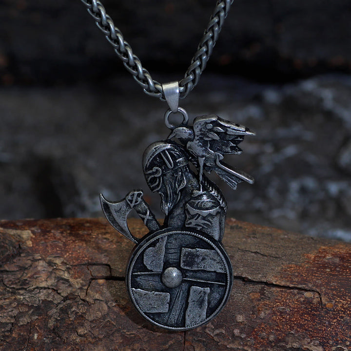 WorldNorse Viking Axe Shield Raven Necklace - image 5