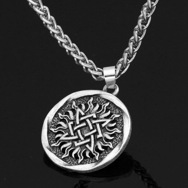 WorldNorse Sunburst Carving Pendant Necklace