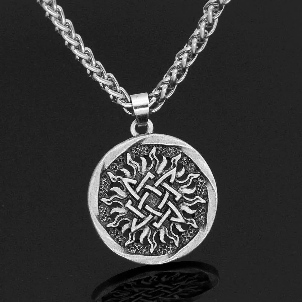 WorldNorse Sunburst Carving Pendant Necklace