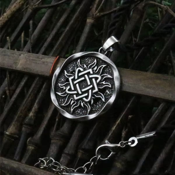 WorldNorse Sunburst Carving Pendant Necklace