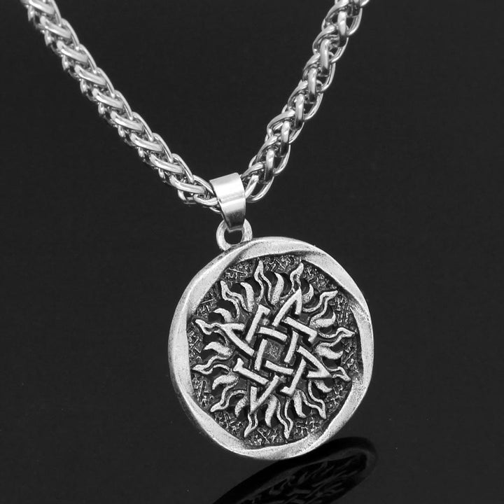 WorldNorse Sunburst Carving Pendant Necklace