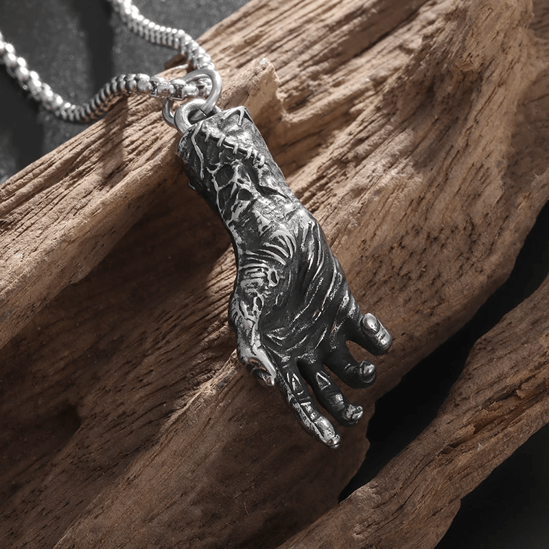 WorldNorse Skull Hand Bone Necklace