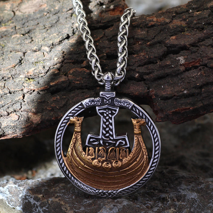 WorldNorse Pirate Ship Celtic Knot Necklace