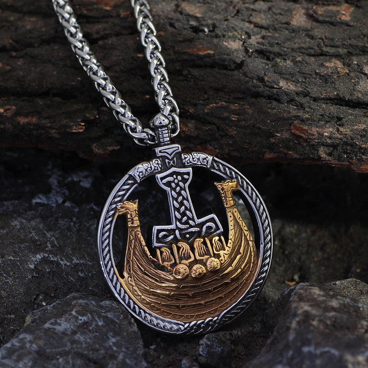 WorldNorse Pirate Ship Celtic Knot Necklace