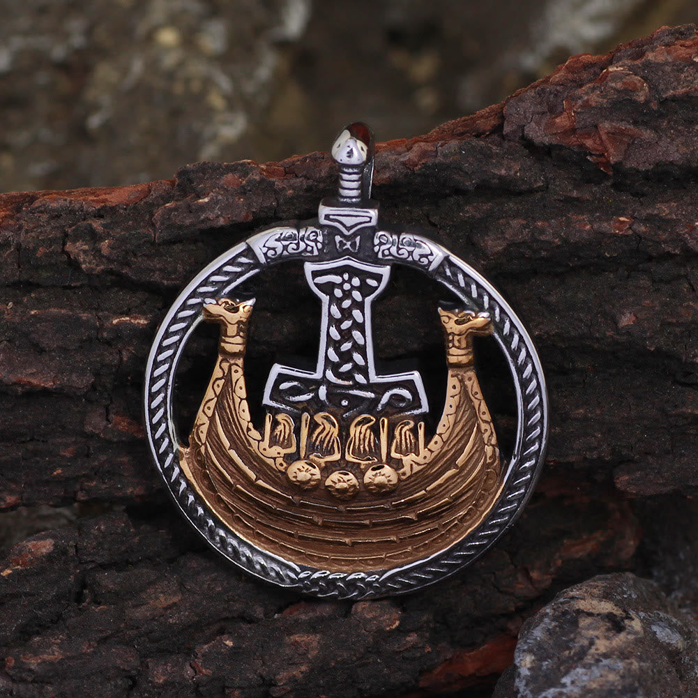 WorldNorse Pirate Ship Celtic Knot Necklace