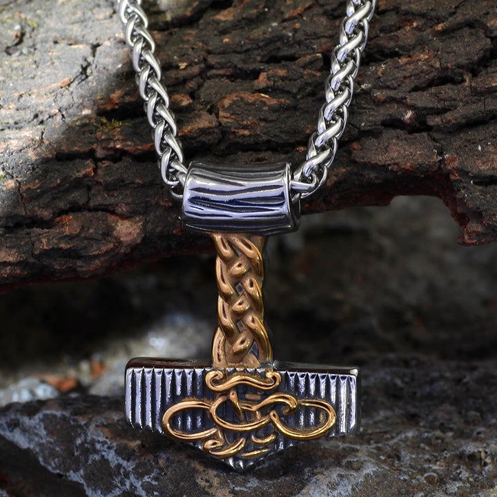 WorldNorse Mjolnir Hammer Celtic Knot Necklace