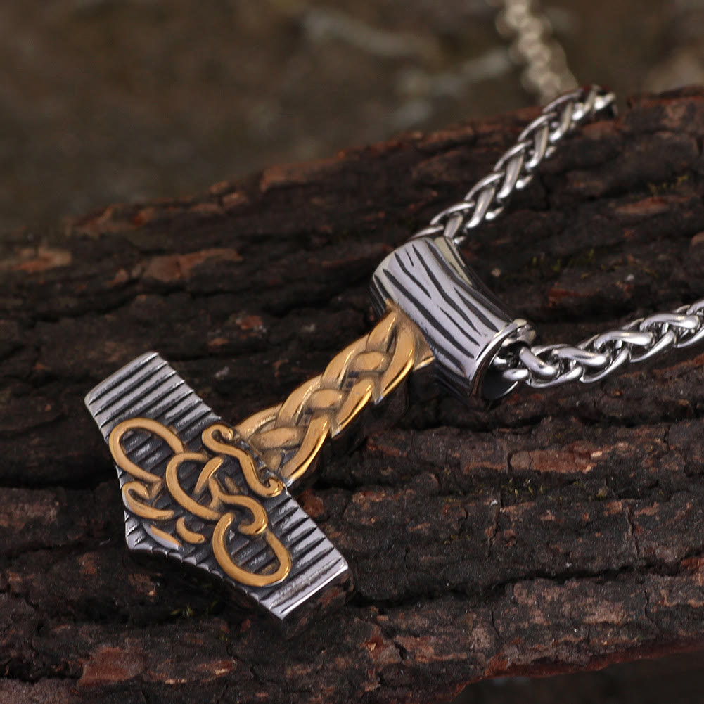 WorldNorse Mjolnir Hammer Celtic Knot Necklace