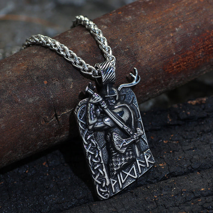 WorldNorse  Celtic Knot Rune Axe Necklace