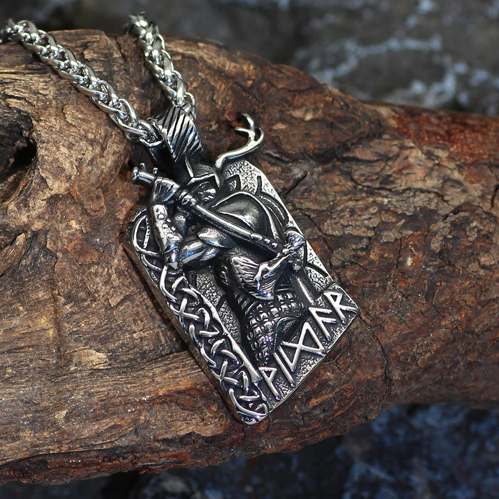 WorldNorse  Celtic Knot Rune Axe Necklace