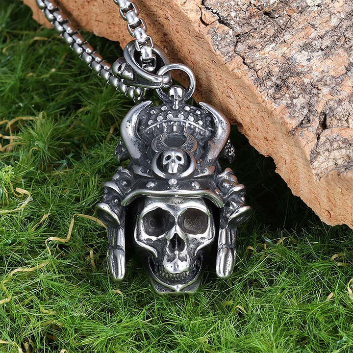 WorldNorse Samurai Skull Ghost Necklace - Silver - image 0