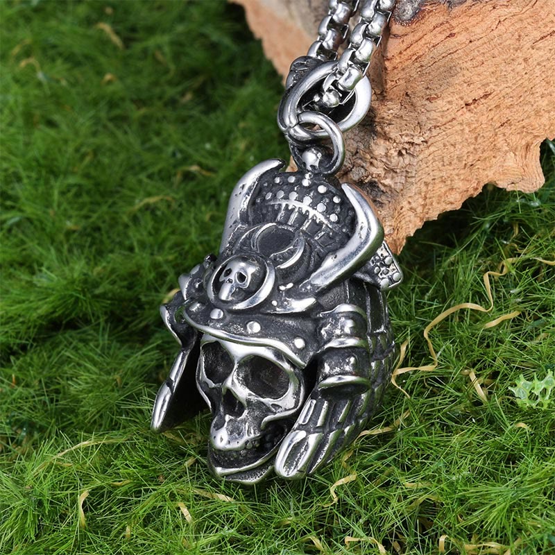 WorldNorse Samurai Skull Ghost Necklace