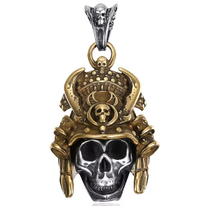 WorldNorse Samurai Skull Ghost Necklace - Silver&Gold - image 5