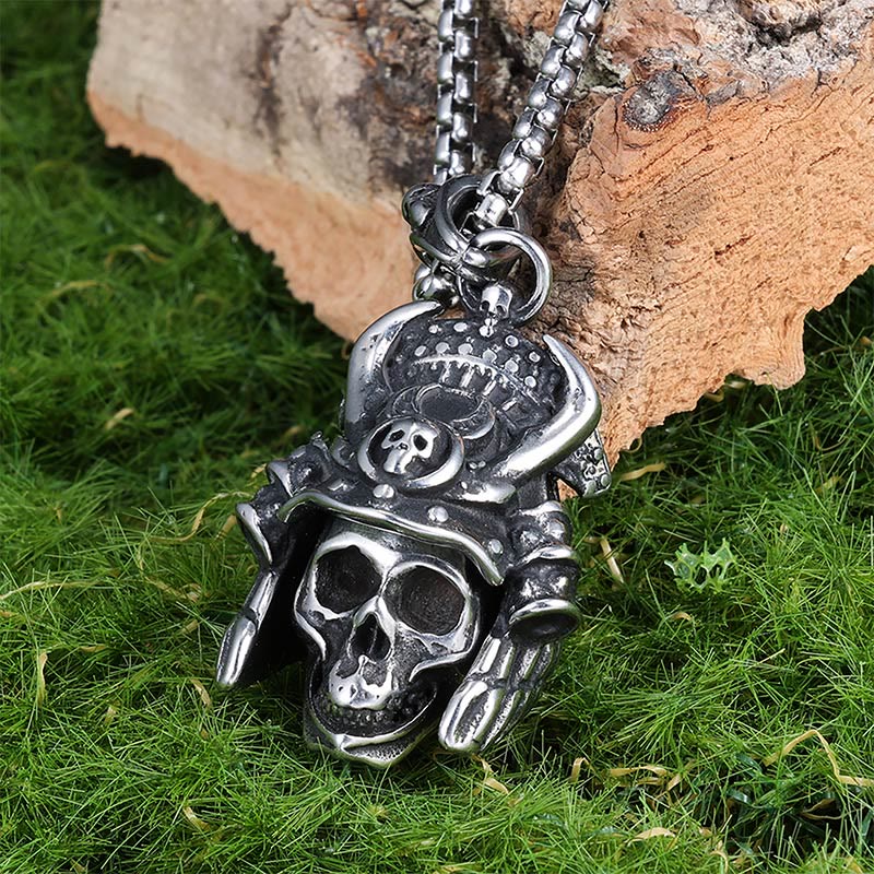 WorldNorse Samurai Skull Ghost Necklace