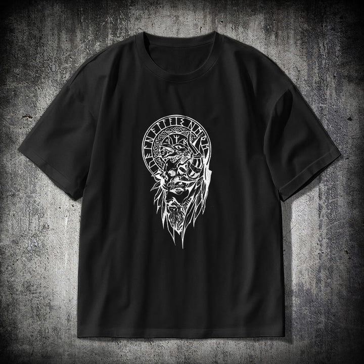 WorldNorse Vegvisir Wolve Celtic T-shirt - Black - 2XL - image 0