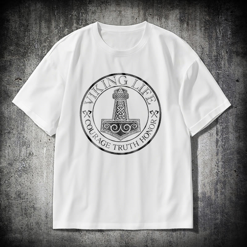 WorldNorse Viking Honor Thor's Hammer T-shirt - White - 2XL - image 9