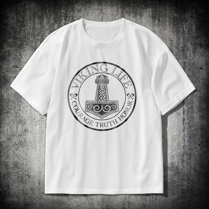 WorldNorse Viking Honor Thor's Hammer T-shirt - White - 2XL - image 9