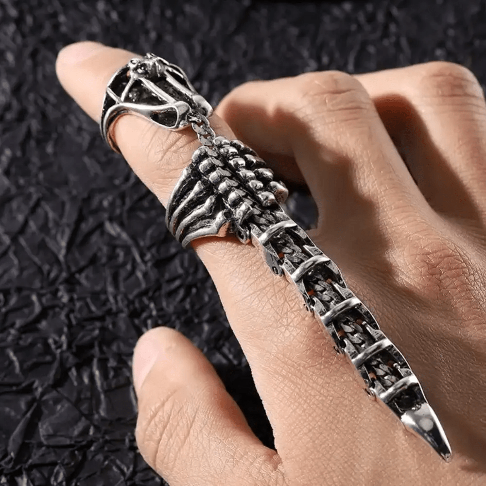 WorldNorse Gothic Scorpion Tail Adjustable Ring - Gun Black - image 0