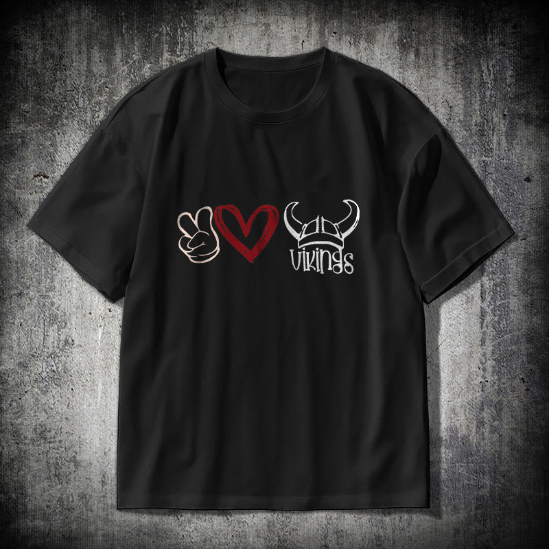 WorldNorse Vikings Heart Design T-shirt - Black - 2XL - image 0