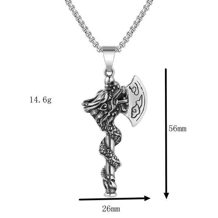 WorldNorse Norse Dragon Viking Axe Spiral Necklace