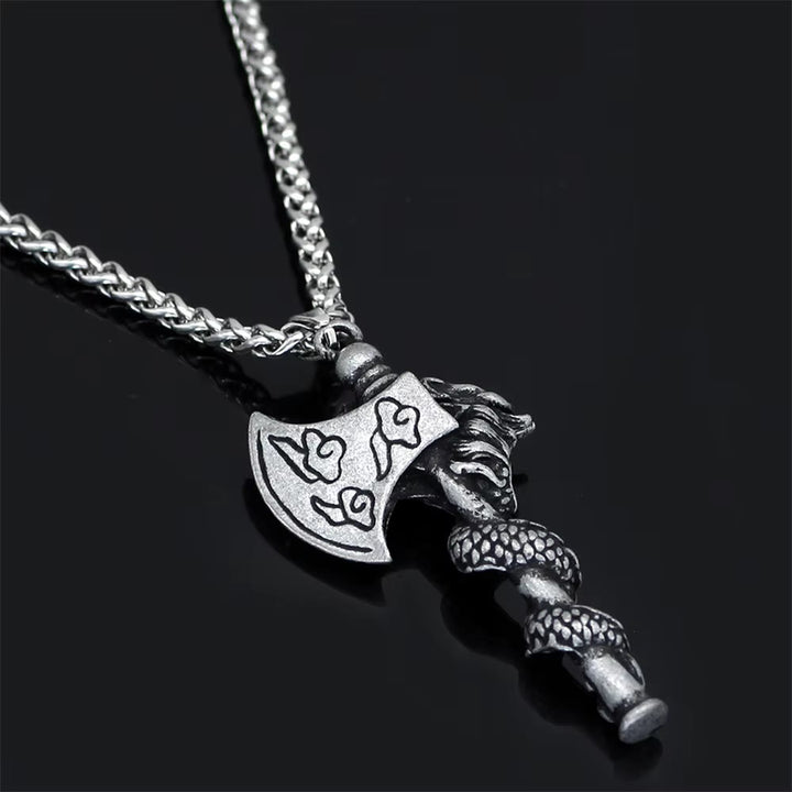 WorldNorse Norse Dragon Viking Axe Spiral Necklace