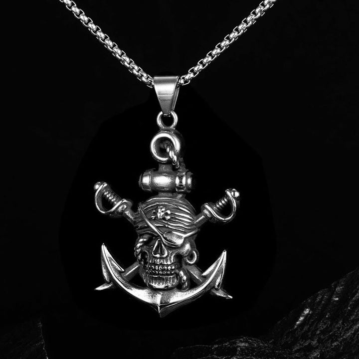 WorldNorse Pirate Skull Anchor Necklace