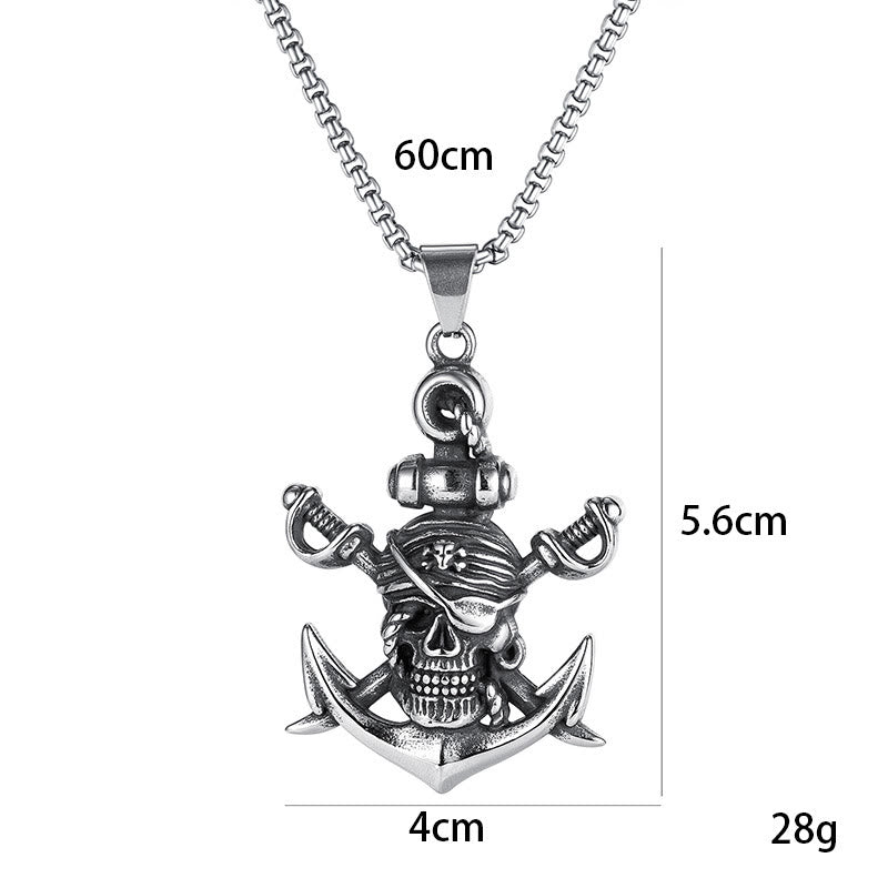 WorldNorse Pirate Skull Anchor Necklace