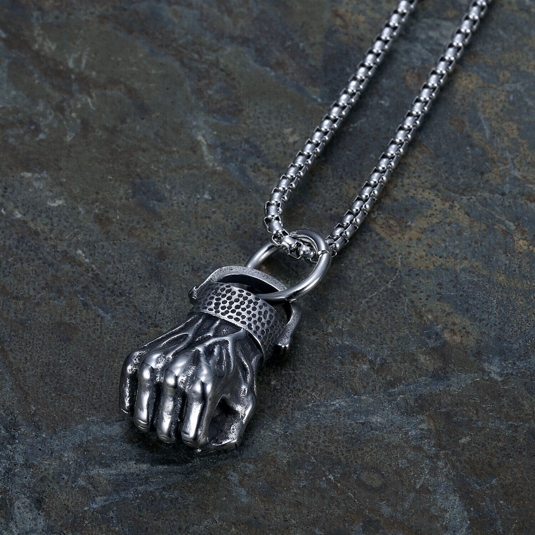 WorldNorse Retro Fist Vein Pendant Necklace