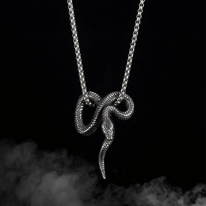 WorldNorse Gothic Python Snake-Shaped Necklace - 70cm - image 0