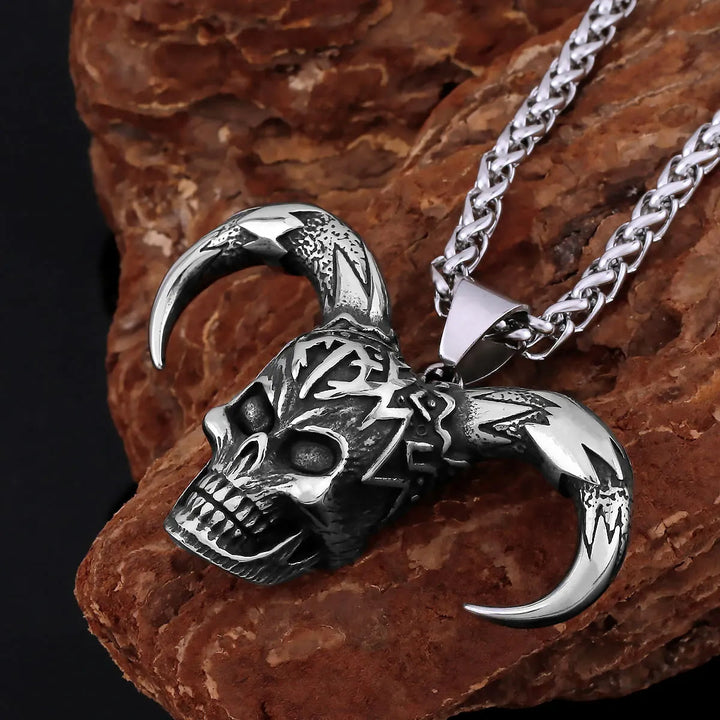 WorldNorse Demon Skull Horn Necklace