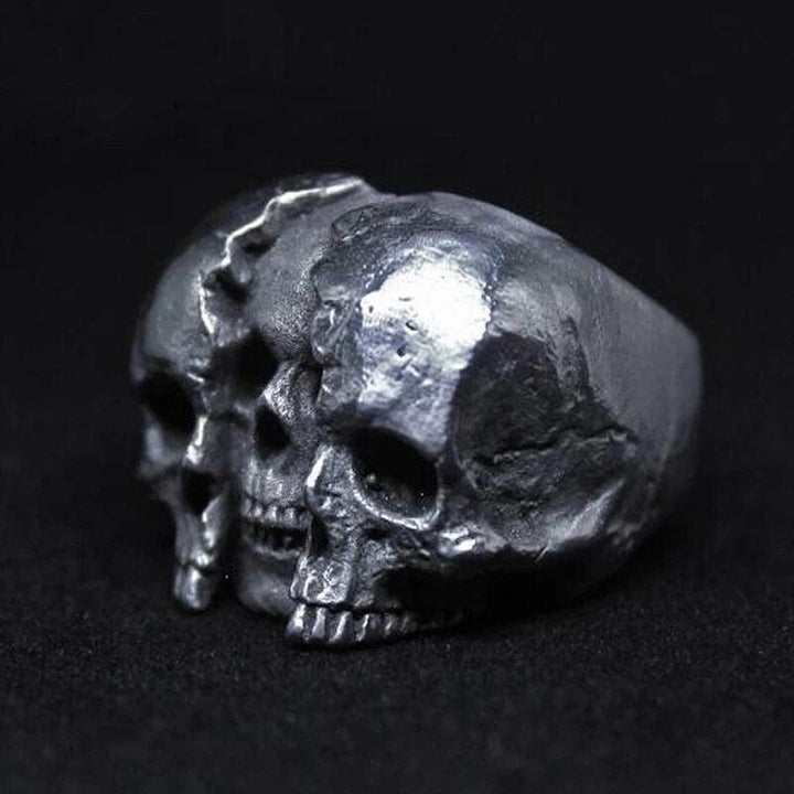 WorldNorse Double Face Skull Ghost Head Ring