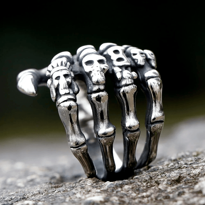 WorldNorse Finger Bone Skull Dead Hand Ring