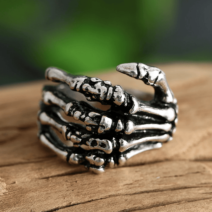 WorldNorse Finger Bone Skull Dead Hand Ring