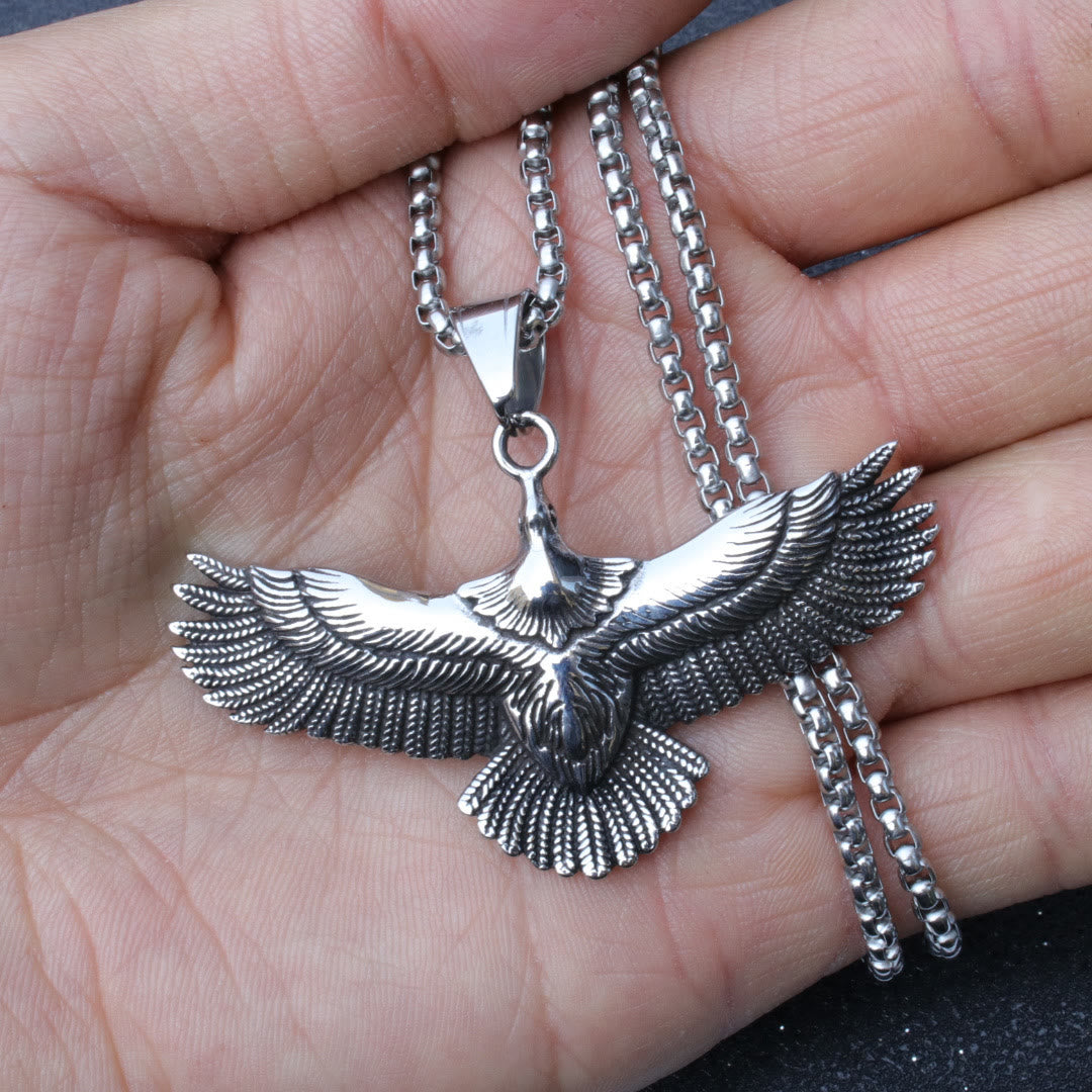 WorldNorse Retro Soaring Eagle Wings Necklace