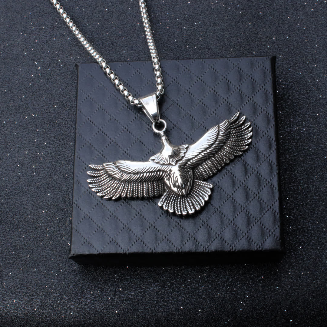 WorldNorse Retro Soaring Eagle Wings Necklace