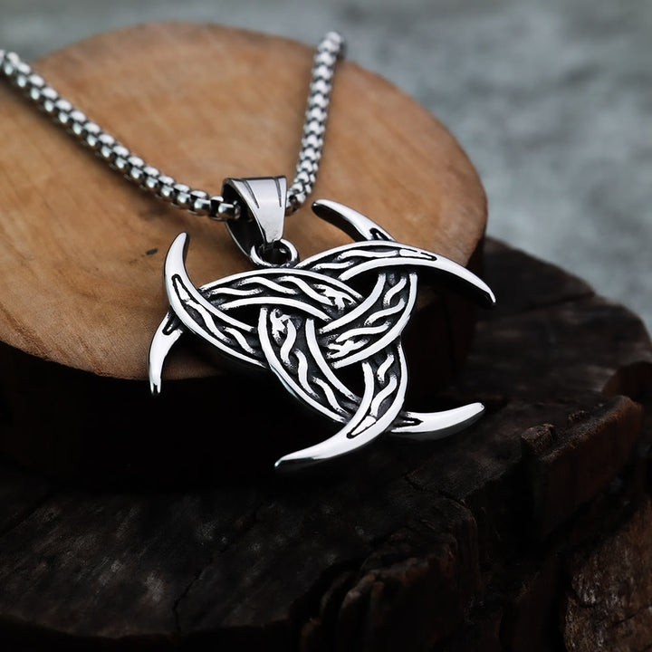 WorldNorse Triple Horn Of Odin Celtic Knot Necklace - Silver - image 3
