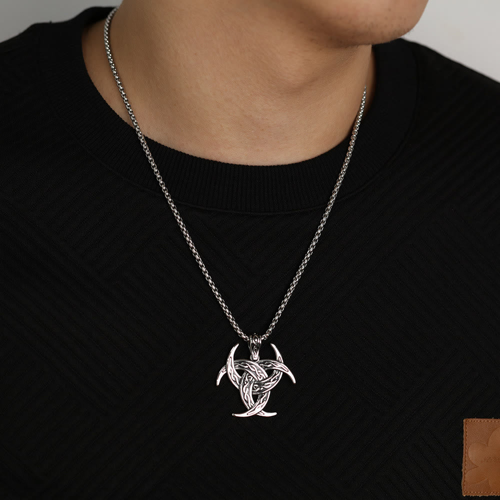 WorldNorse Triple Horn Of Odin Celtic Knot Necklace