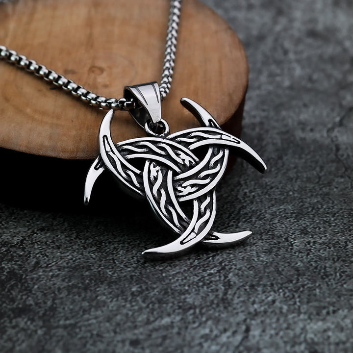 WorldNorse Triple Horn Of Odin Celtic Knot Necklace