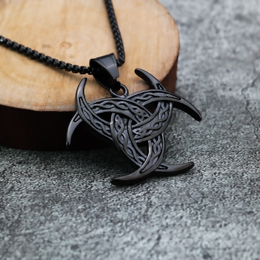 WorldNorse Triple Horn Of Odin Celtic Knot Necklace