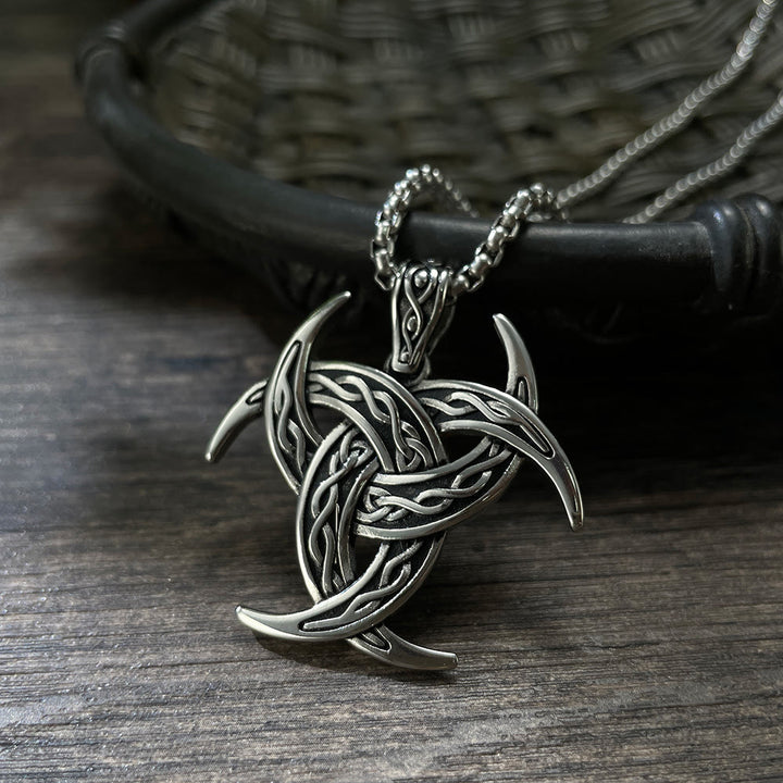 WorldNorse Triple Horn Of Odin Celtic Knot Necklace