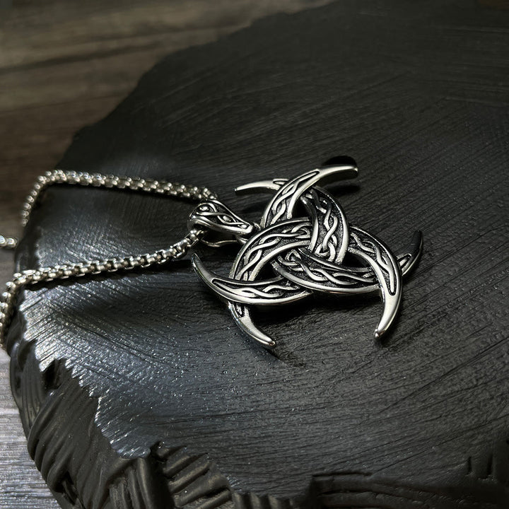 WorldNorse Triple Horn Of Odin Celtic Knot Necklace