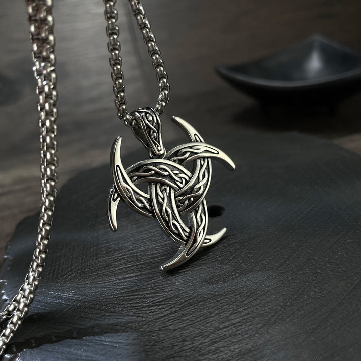 WorldNorse Triple Horn Of Odin Celtic Knot Necklace