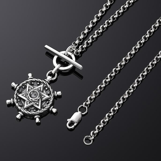 WorldNorse 925 Sterling Silver Helm Hexagram Necklace