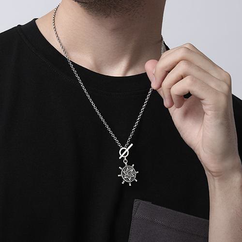 WorldNorse 925 Sterling Silver Helm Hexagram Necklace