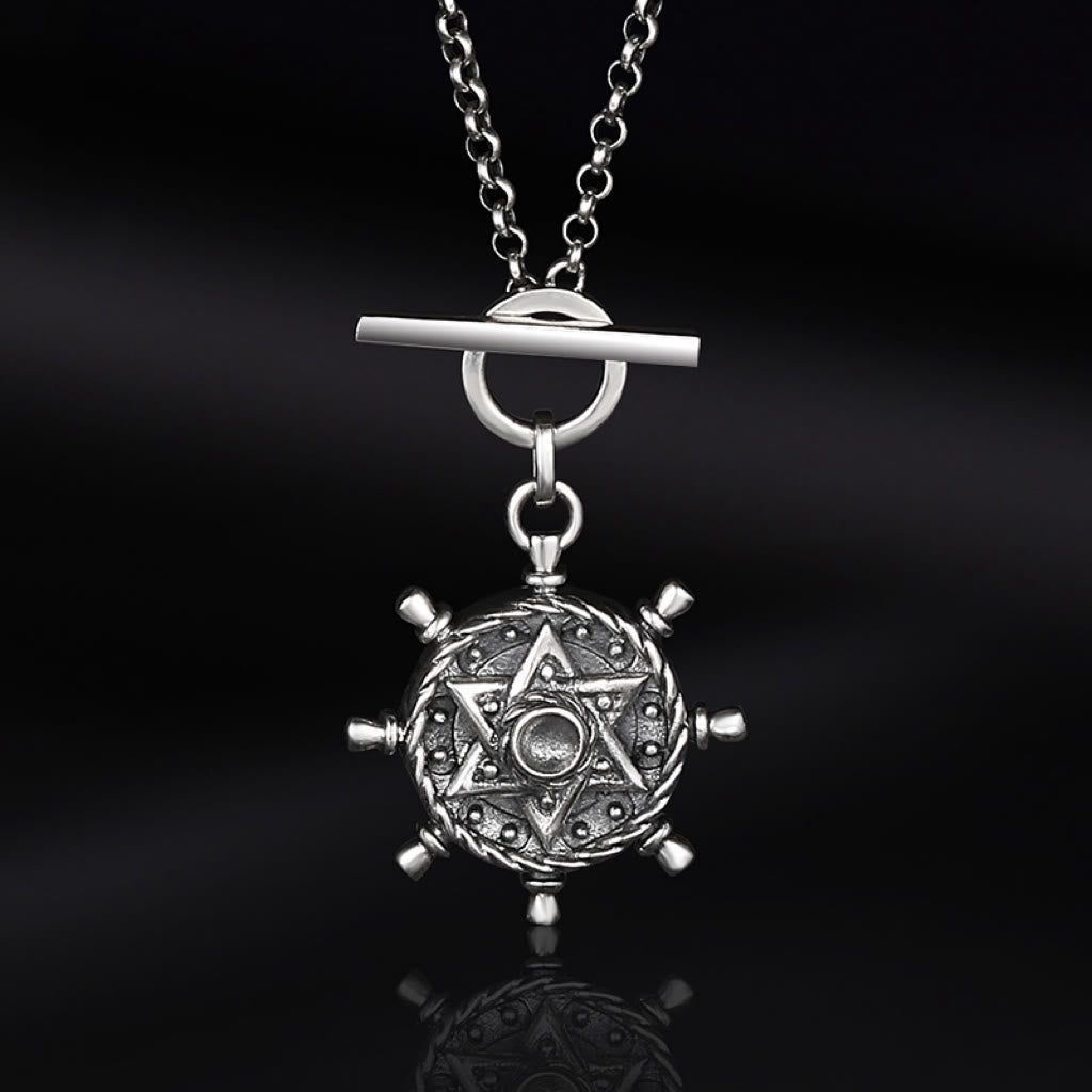 WorldNorse 925 Sterling Silver Helm Hexagram Necklace