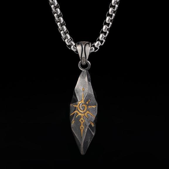 WorldNorse 925 Sterling Silver Wishing Stone Necklace - Retro Silver - With Box Chain - 60cm - image 14