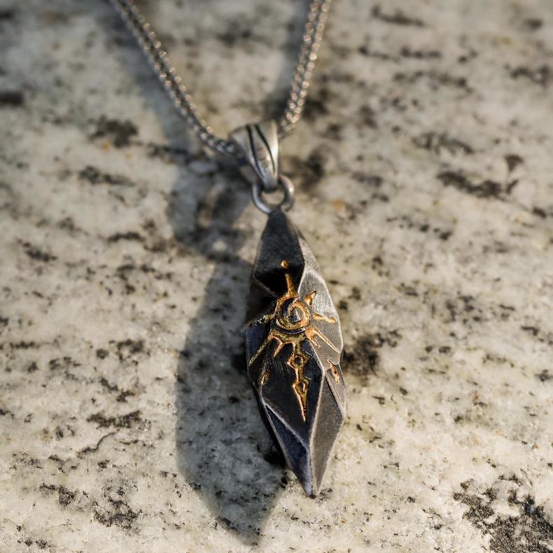 WorldNorse Handcrafted 925 Silver Wishing Stone Necklace - Retro Silver - With Box Chain - 55cm - image 8