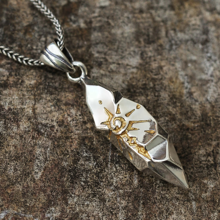 WorldNorse 925 Sterling Silver Wishing Stone Necklace - Silver - With Wheat Chain - 55cm - image 0