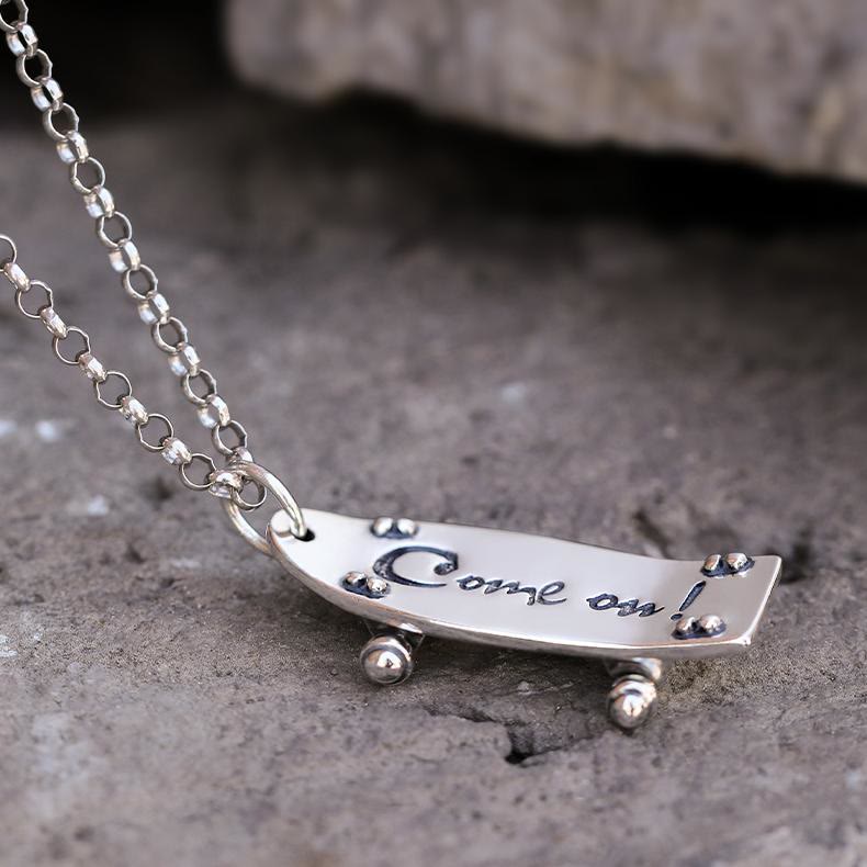 WorldNorse 925 Sterling Silver Skateboard Necklace