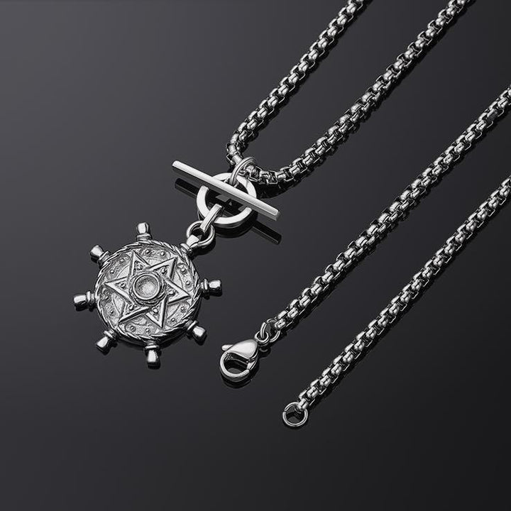 WorldNorse 925 Sterling Silver Helm Hexagram Necklace