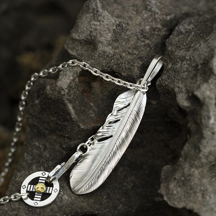 WorldNorse 925 Sterling Silver Feather Necklace